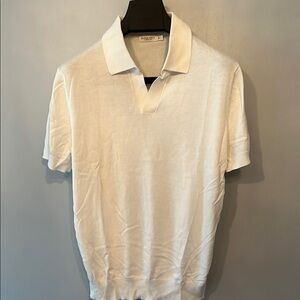 Suitsupply White Polo Shirt with Textured Knit